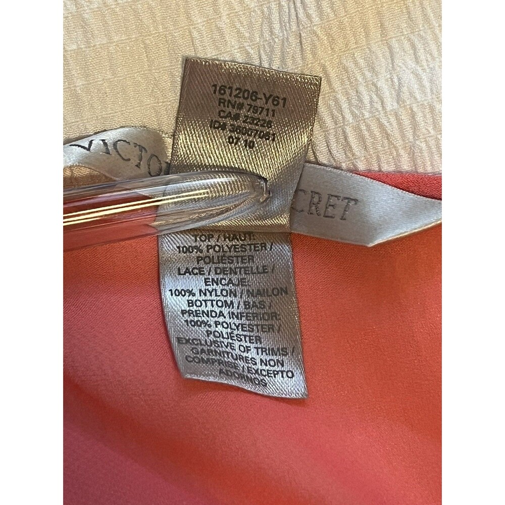 Victoria's Secret Babydoll Chamise Lingerie Y2K Sheer Size Medium Pink Coral - Picture 4 of 6